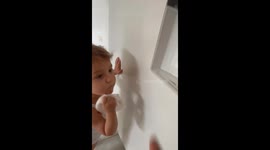 Baby learns to clean up after themselves