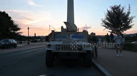 US: DC National Guard assembles with military vehicles near Washington Monument