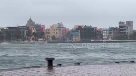 Waves crash into southern Taiwan as Typhoon Podul nears landfall