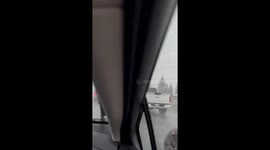 Heavy rainstorm reduces visibility as cars crawl through Vaughan, Ontario