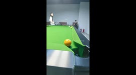 Girl Accidentally Hits Camera with Billiard