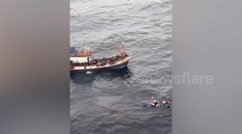 Navy rescues eight fishermen after boat sinks off island in rough sea