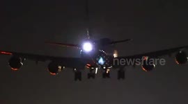 Boeing 747 wing hits runway while landing during typhoon in Taiwan
