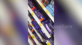 Entire shelf of chocolate 'melts' in UK heatwave