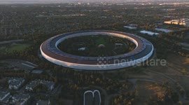 Drone footage shows Apple Park amid strong quarterly results