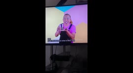 Little girl startled by shouting in educational video in Manila, Philippines