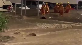 Hong Kong: Streets Submerged And Vehicles Stranded During Hong Kong Floods