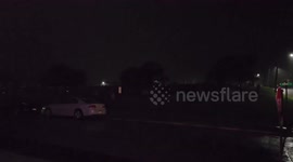 Close-up view of rain, thunder, and lightning in Brackenridge, Pennsylvania, USA