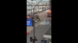 Van catches fire sparking panic at airport in Atlanta, Georgia