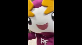 Mascot struggles to get up after bouncing on his head