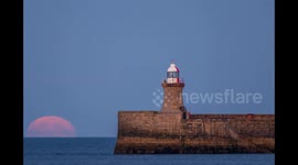 Sturgeon Moonrise Behind South Shields Pier Lighthouse