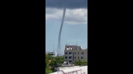 Giant waterspout tornado tears across ocean in Mexico
