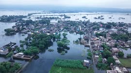 India: Drone footage shows widespread flooding across India's Bihar