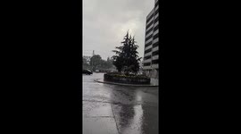 Gentle rain falls over Toronto, Canada
