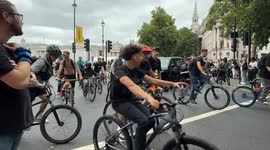 Hundreds of youths on bikes bring Trafalgar Square to standstill as they cycle into tourists and cars