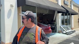 US, Los Angeles: Canoga Park Car Crashes Into Starbucks During Business Hours With Sound On Tape