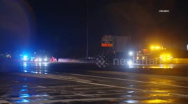 US, Phoenix: Phoenix Monsoon Storm Flips Semi on I-17