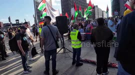 On August 16, 2025, a pro-Palestinian demonstration took place at Potsdamer Platz in Berlin. Participants chanted slogans and drummed in solidarity with Gaza. The protest intensified when a woman holding an Israeli flag appeared, leading to a tense stando