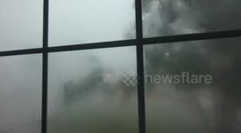 Strong hailstorm with heavy winds in Cedar Rapids, Iowa