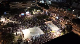 DRONE - Protesters rally demanding hostage release in Tel Aviv