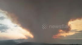 Türkiye: DRONE - Forest fire rages in northwestern Türkiye, five villages evacuated