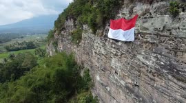 Indonesians commemorate 80th Independence Day with giant flag display