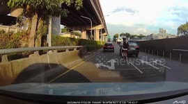 Cyclist crashes when his Crocs shoes get stuck in the pedals