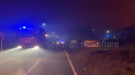 Firefighters battle wildfire in Ourense, Spain