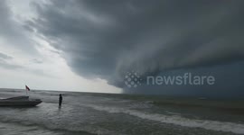 Massive storm approaches over the ocean in Guangxi, China