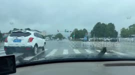 Car wiper stolen during rainy day in Zhejiang, China