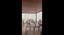 Heavy showers and foggy beach during Hurricane Erin in Punta Cana, Dominican Republic