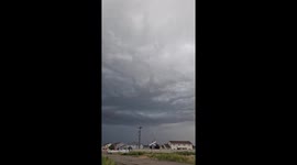 Ominous thunderstorm clouds over Great Falls, Montana, USA