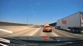 Car Drives on Freeway With Its Hood Up