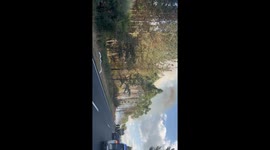 Agricultural Tractor with Water Tank Helps Neighbors Fight Wildfire Near Sarria on the Camino de Santiago