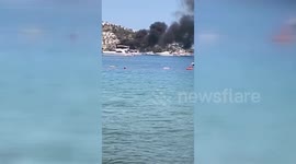 Fire breaks out on boat off Bodrum, southwestern Türkiye, one person rescued