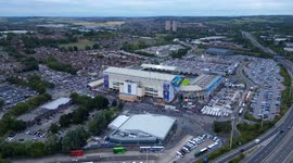 Leeds United vs Everton: A Stunning Aerial Hyperlapse of Football Fans Swarming Elland Road Stadium