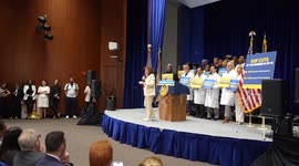 US: Governor Hochul Holds Rally Alongside Representative Torres Denouncing Federal Cuts To Health Care