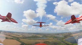 UK: RAF Red Arrows Perform Spectacular Flypast Over National Memorial Arboretum For 80th Victory In Japan Day