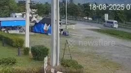 Shocking moment school van crashes into parked lorry leaving seven injured