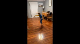 Little ninja's training session ends with an unexpected and comical faceplant