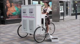 Piano bike girl Chloe Marie Aston performs in Kent, UK