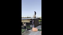 Wakeboarding From the Roof to the Pond