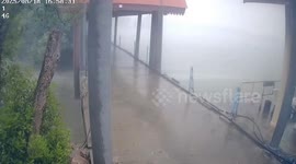 Temple roof collapses during storm in Thailand