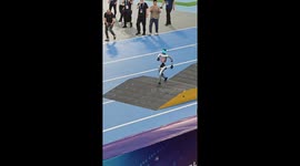 Humanoid robot takes on obstacle course on running track in China