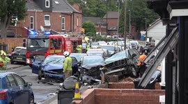 Birmingham carnage after speeding driver ploughs into parked cars, sparking evacuation order to residents
