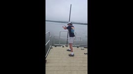 Snapping turtle surprise catch while catfishing in Pardeeville, Wisconsin