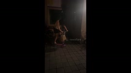 Woman loses balance and falls from small swing scooter in Jilin, China