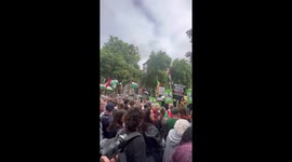 Hundreds gather outside London court in support of Kneecap rapper Mo Chara