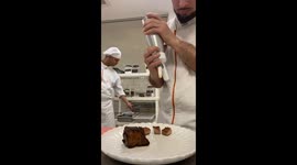 Boy's first attempt at using a kitchen siphon ends in disaster