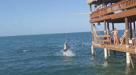 Rope Swing Gets Stuck During Backflip